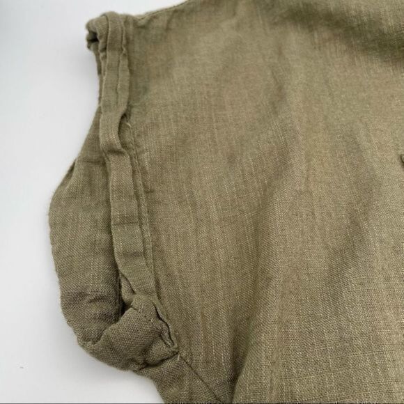 Lucky Brand S Short Sleeve Top Relaxed Button-down Collar Shirt Blouse Sage - Picture 6 of 6